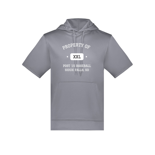 [6871.059.S-LOGO2] Men's Dri Fit Short Sleeve Hoodie (Adult S, Gray, Logo 2)