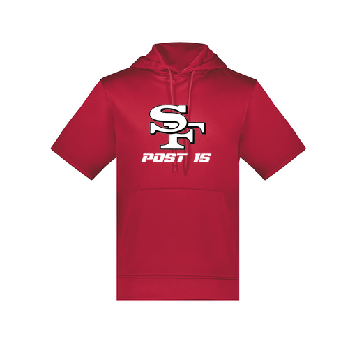 [6871.083.S-LOGO3] Men's Dri Fit Short Sleeve Hoodie (Adult S, Red, Logo 3)