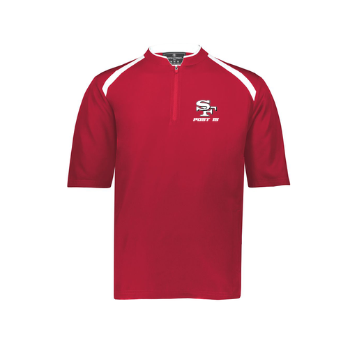 [229581-AS-RED-LOGO3] Men's Dugout Short Sleeve Pullover (Adult S, Red, Logo 3)