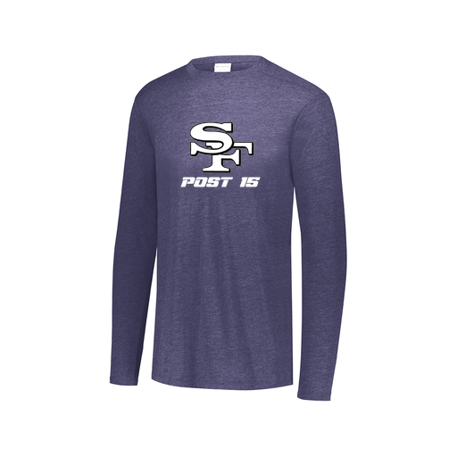 [FTLCUBNV-AXS-LOGO3] Decker Men's Tri-Blend T-Shirt - Long Sleeve (Adult XS, Navy, Logo 3)