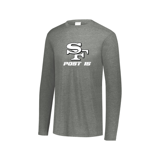 [FTLCUBGY-AXS-LOGO3] Decker Men's Tri-Blend T-Shirt - Long Sleeve (Adult XS, Gray, Logo 3)