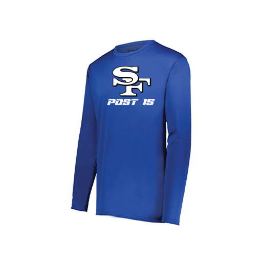 [222823.060.S-LOGO3] Youth LS Smooth Sport Shirt (Youth S, Royal, Logo 3)