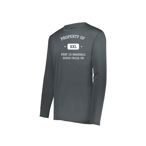 [222823.059.S-LOGO2] Youth LS Smooth Sport Shirt (Youth S, Gray, Logo 2)