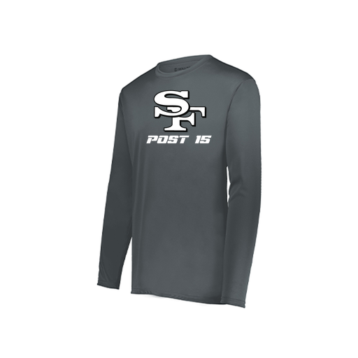 [222823.059.S-LOGO3] Youth LS Smooth Sport Shirt (Youth S, Gray, Logo 3)