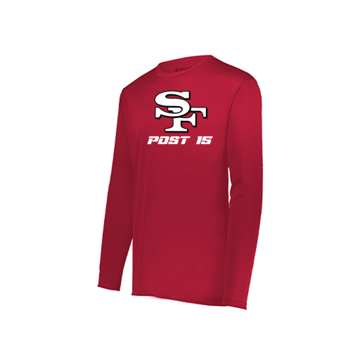 [222823.083.S-LOGO3] Youth LS Smooth Sport Shirt (Youth S, Red, Logo 3)