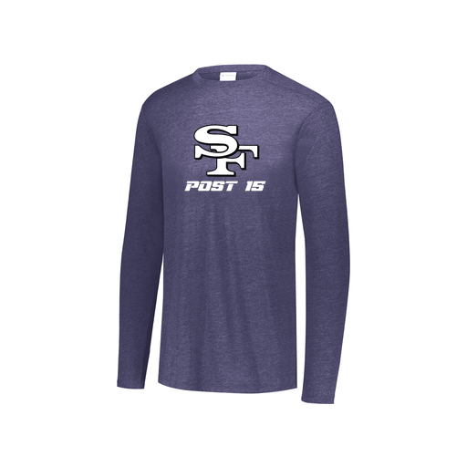 [FTLCUBNV-YS-LOGO3] Decker Youth Tri-Blend T-Shirt - Long Sleeve (Youth S, Navy, Logo 3)