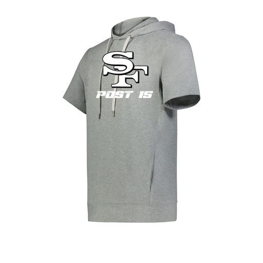 [222605-SIL-YS-LOGO3] YOUTH VENTURA SOFT KNIT SHORT SLEEVE HOODIE (Youth S, Silver, Logo 3)