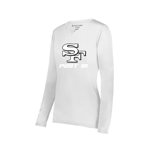 [222824.005.S-LOGO3] Ladies LS Smooth Sport Shirt (Female Adult S, White, Logo 3)