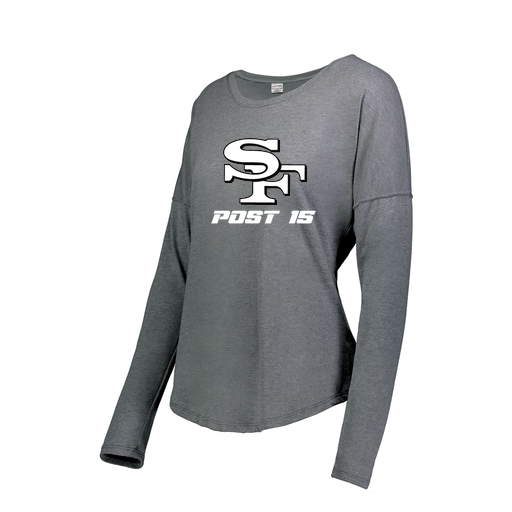 [FTLCUBGY-FAXS-LOGO3] Decker Women's Tri-Blend T-Shirt - Long Sleeve (Female Adult XS, Gray, Logo 3)